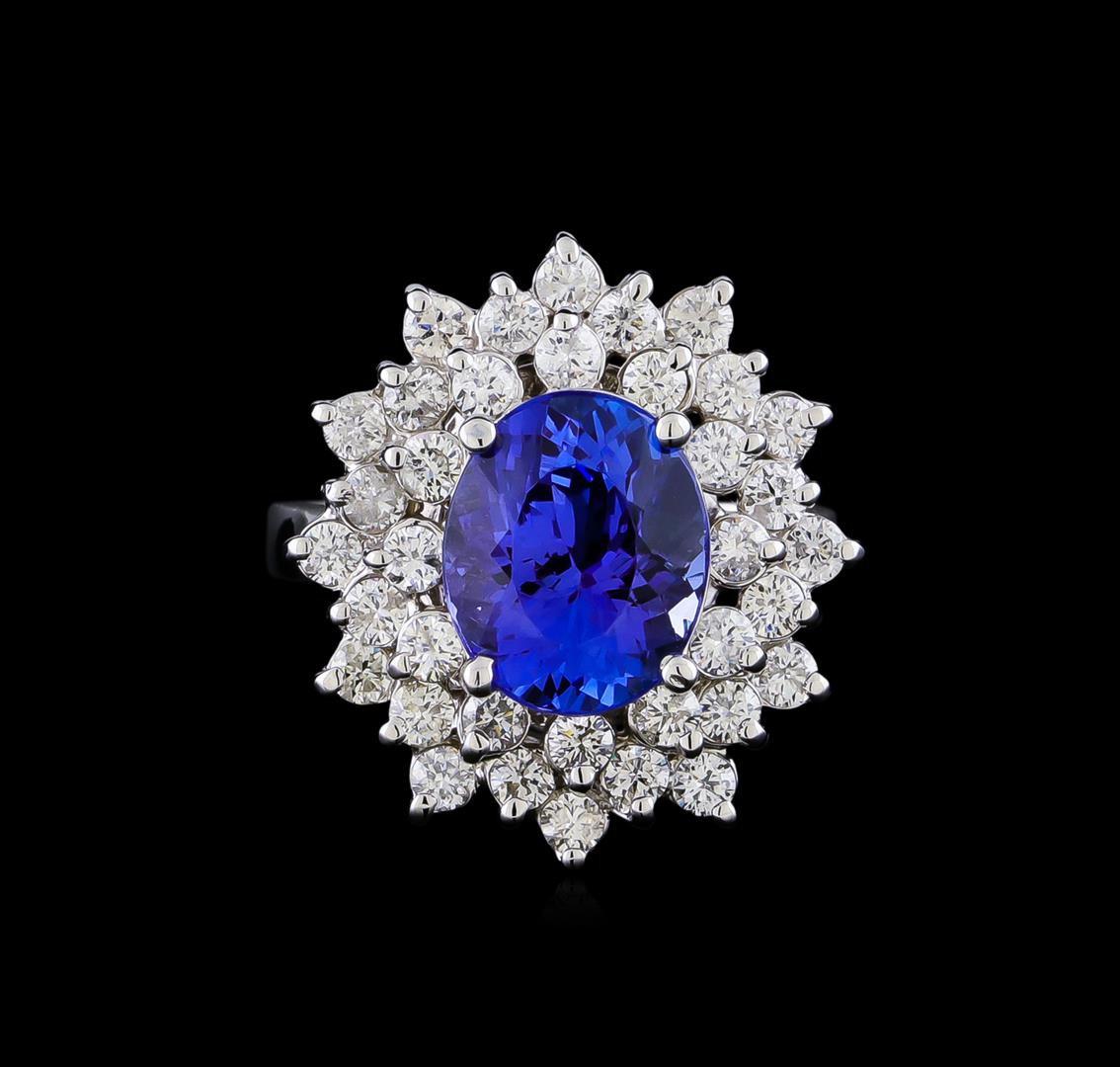 4.01 ctw Tanzanite and Diamond Ring - 14KT White Gold