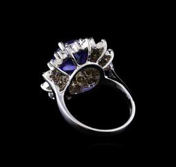 4.01 ctw Tanzanite and Diamond Ring - 14KT White Gold