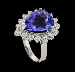 GIA Cert 9.31 ctw Tanzanite and Diamond Ring - 14KT White Gold