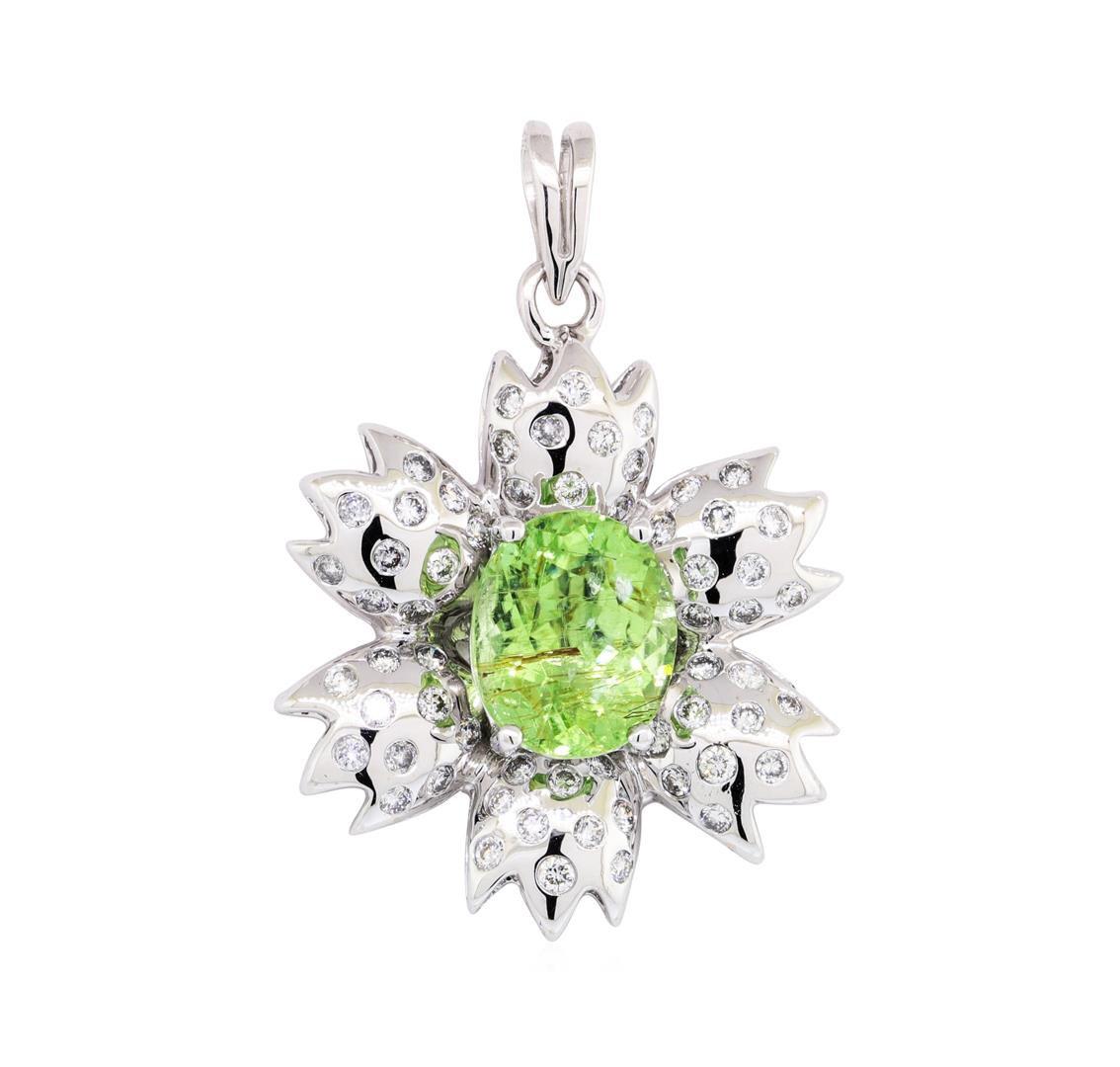 2.27 ctw Paraiba Tourmaline And Diamond Pendant - 14KT White Gold