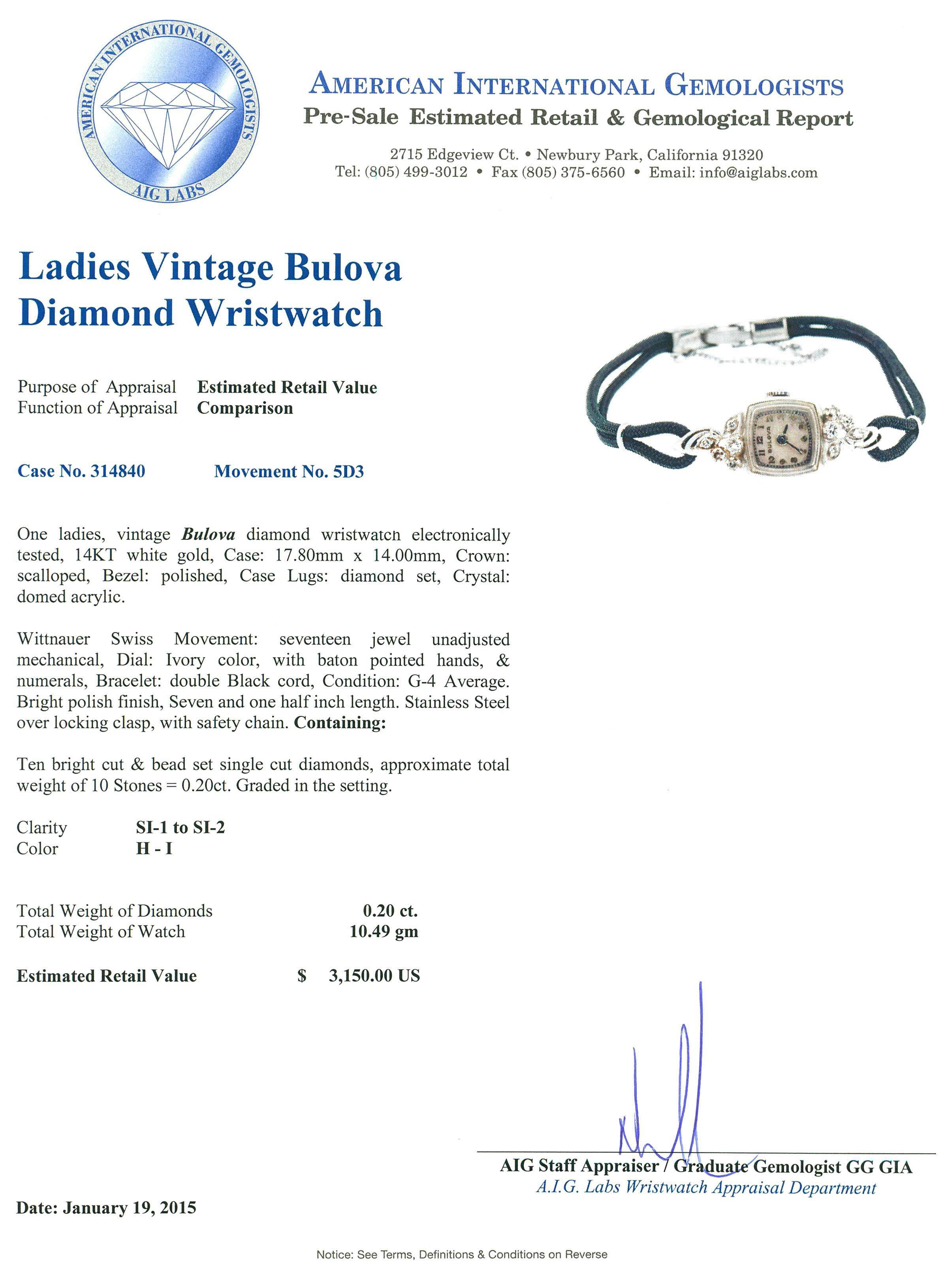 Vintage Bulova Diamond Ladies Watch