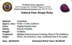 15.06 ctw Pear Ruby Parcel