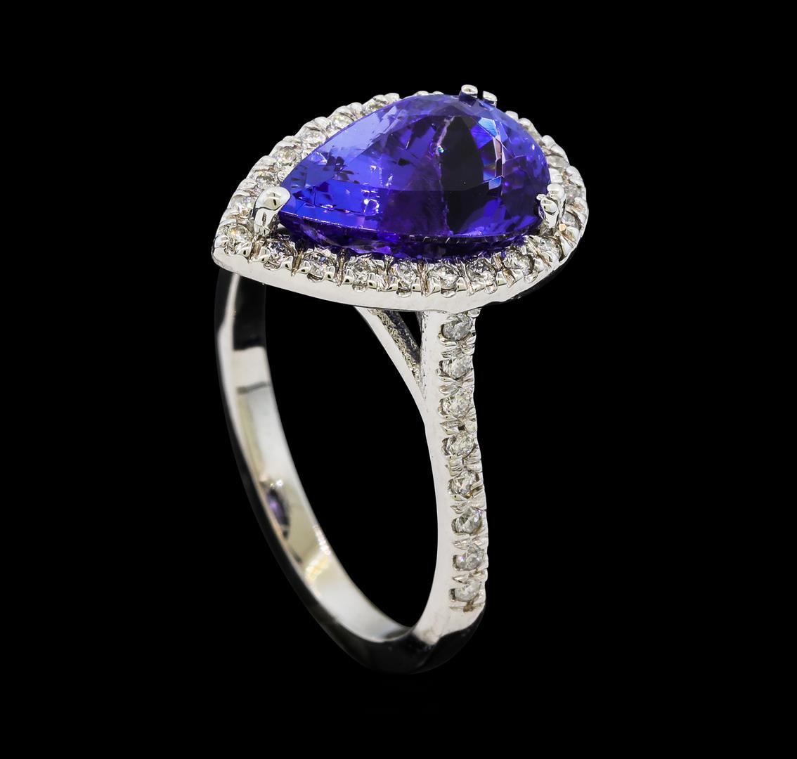 3.37 ctw Tanzanite and Diamond Ring - 14KT White Gold