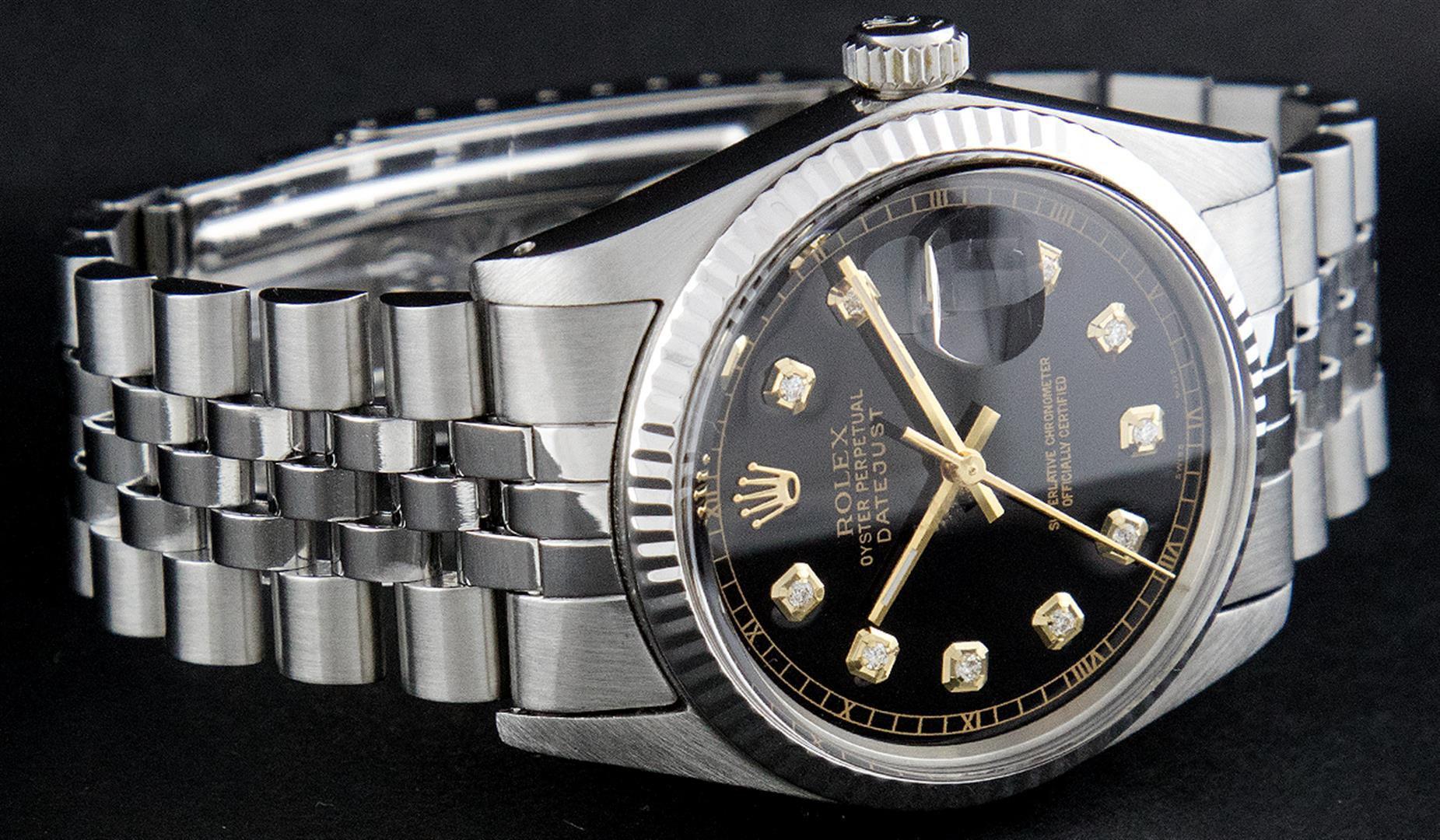 Rolex Stainless Steel Black Diamond DateJust Men's Watch