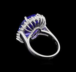 8.58 ctw Tanzanite and Diamond Ring - 14KT White Gold