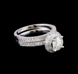 1.80 ctw Diamond Wedding Ring Set - 14KT White Gold