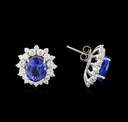 14KT White Gold 5.82 ctw Tanzanite and Diamond Earrings