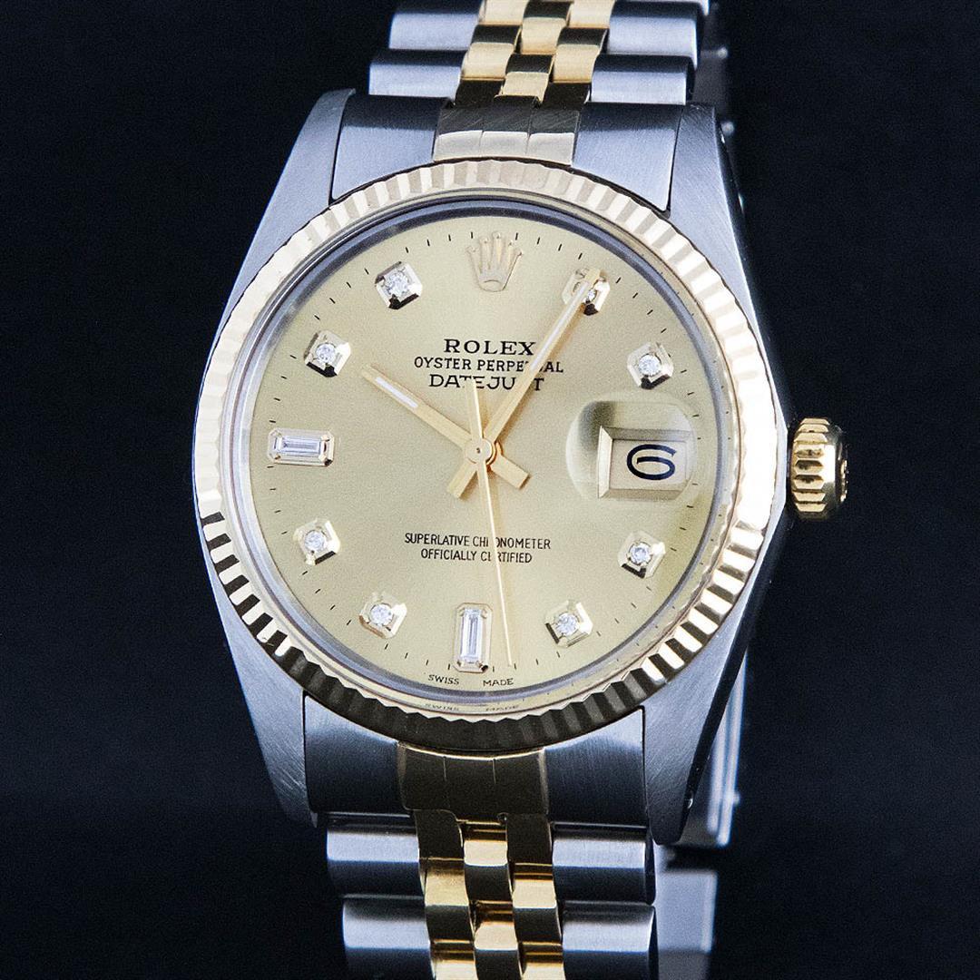 Rolex Two-Tone Champagne Diamond DateJust Men's Watch