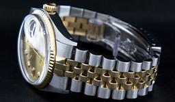 Rolex Two-Tone Champagne Diamond DateJust Men's Watch