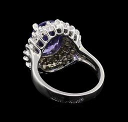 3.60 ctw Tanzanite and Diamond Ring - 14KT White Gold