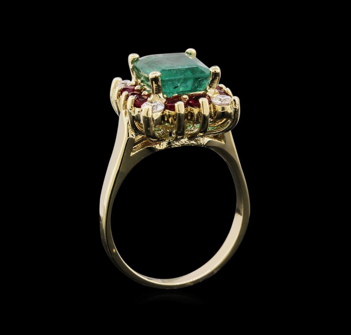2.75 ctw Emerald, Ruby, and Diamond Ring - 14KT White Gold