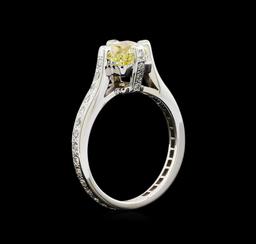 1.82 ctw Fancy Yellow Diamond Ring - 14KT White Gold