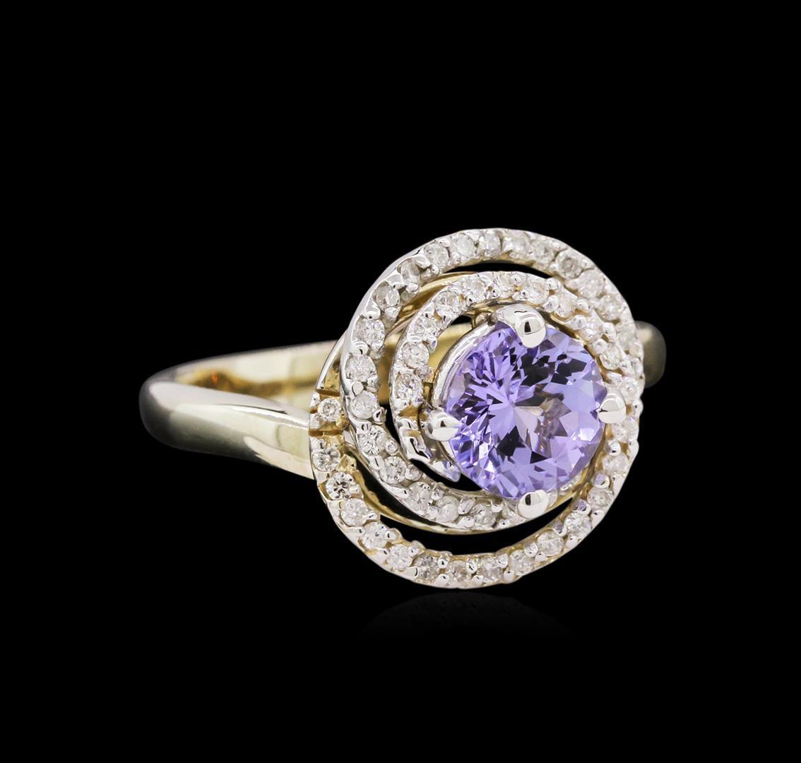 1.07 ctw Tanzanite and Diamond Ring - 14KT Two-Tone Gold