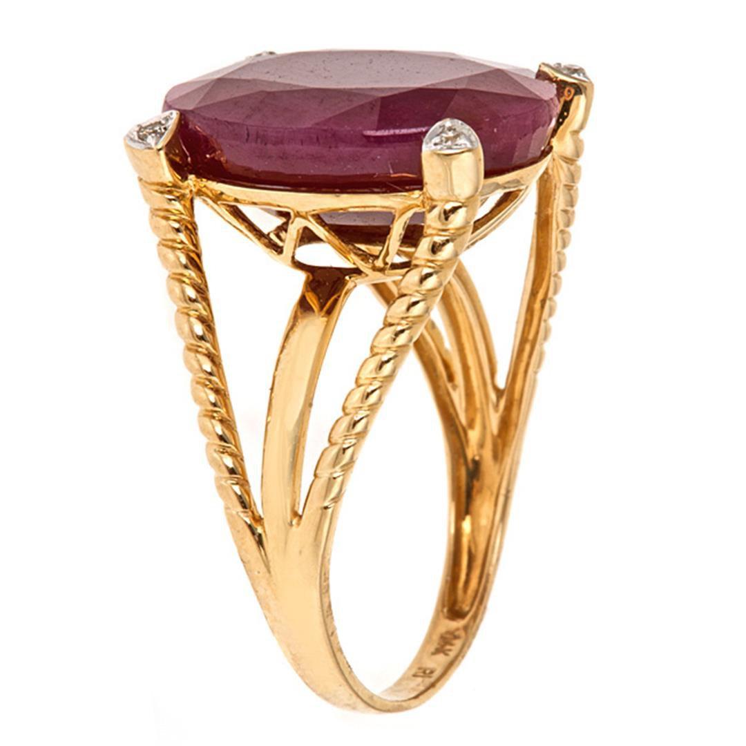 12.48 ctw Ruby and Diamond Ring - 14KT Yellow Gold