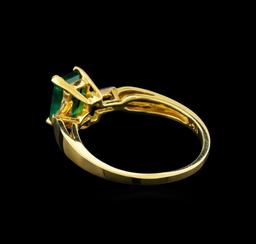 0.80 ctw Emerald and Diamond Ring - 14KT Yellow Gold