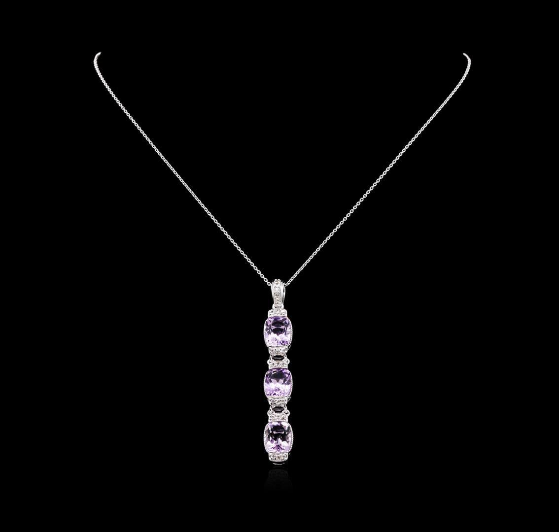 Crayola 6.60 ctw Pink Amethyst and White Sapphire Pendant W/ Chain - .925 Silve