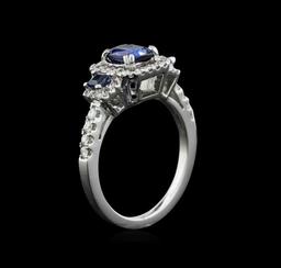 0.83 ctw Sapphire and Diamond Ring - 14KT White Gold