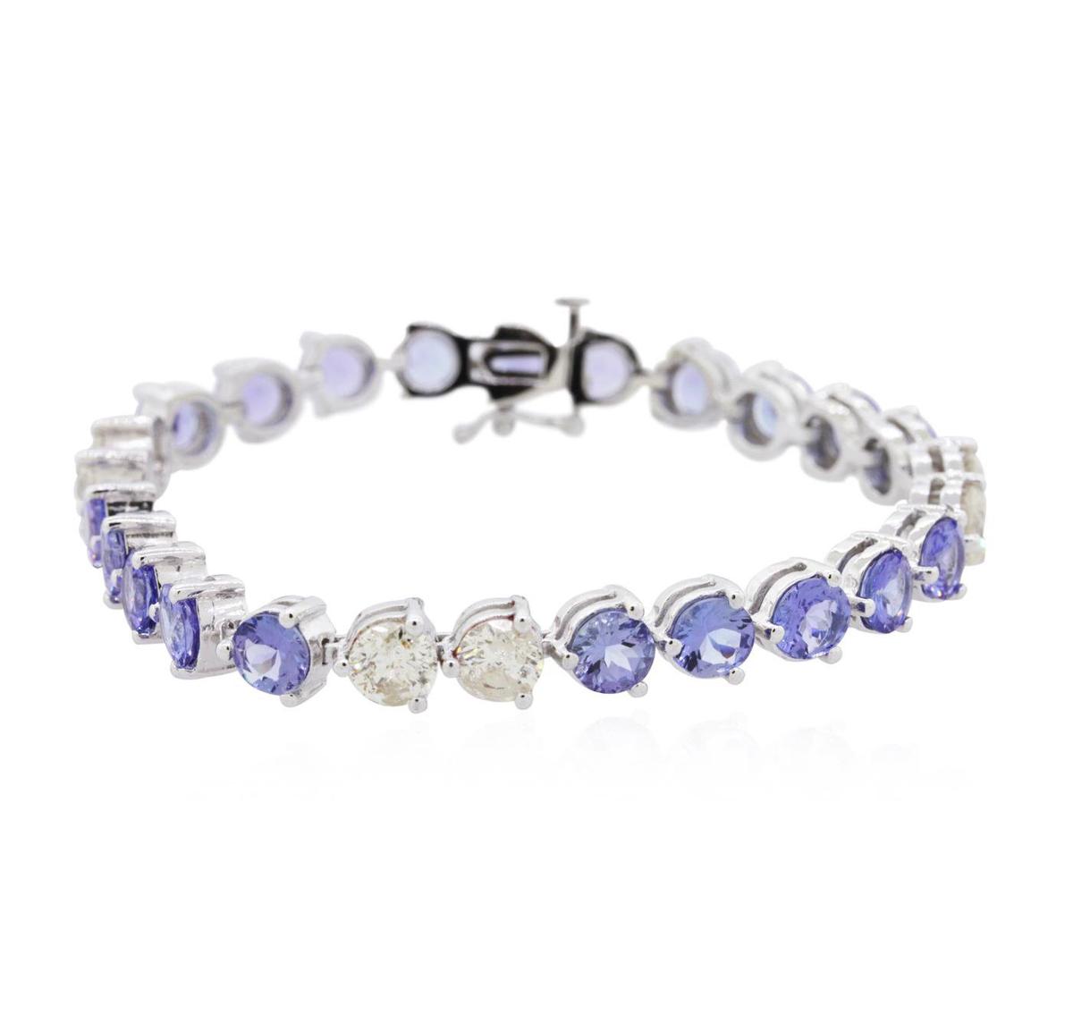 14KT White Gold 14.60 ctw Tanzanite and Diamond Bracelet