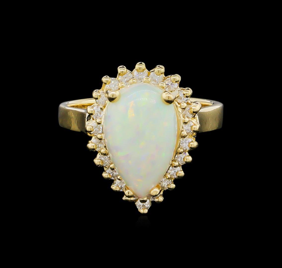 1.00 ctw Opal and Diamond Ring - 14KT Yellow Gold