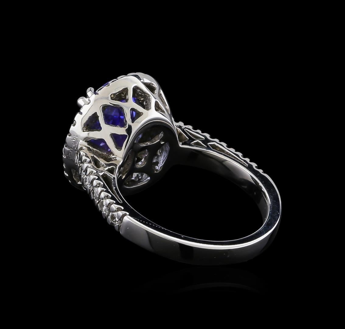 4.18 ctw Tanzanite and Diamond Ring - 14KT White Gold