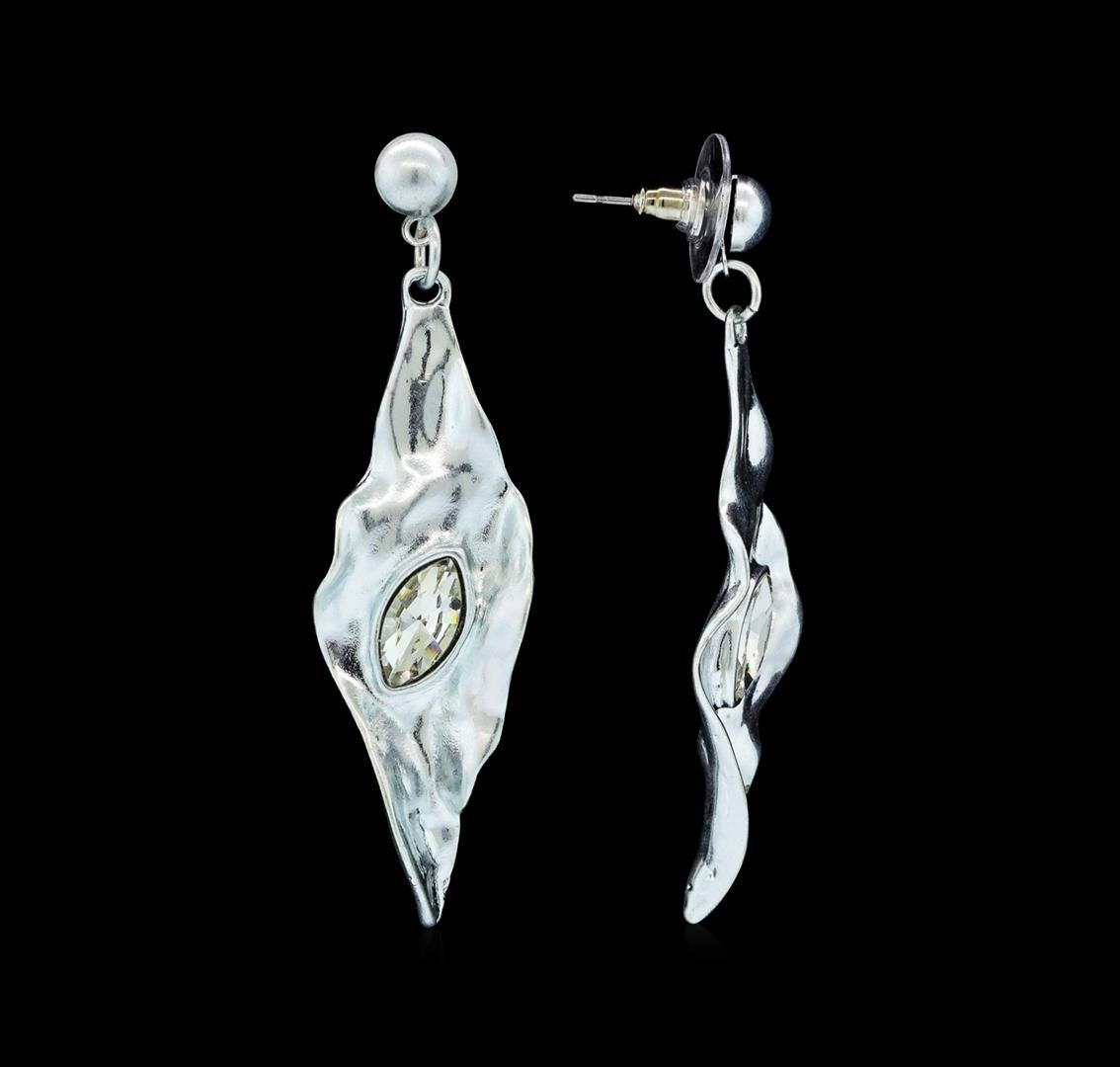 Fall Leaf Crystal Earrings - Rhodium Plated