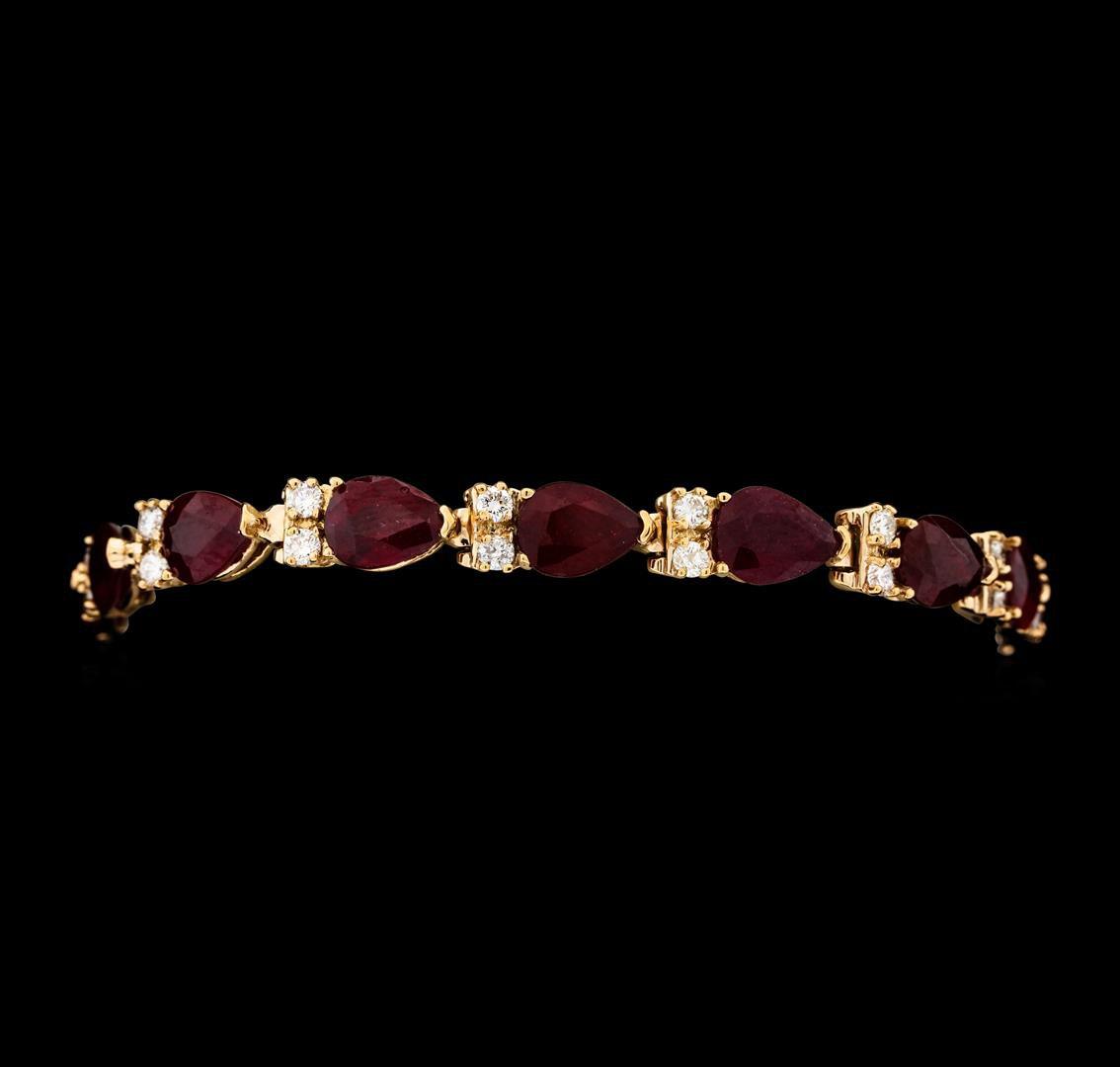 21.64 ctw Ruby and Diamond Bracelet - 14KT Rose Gold