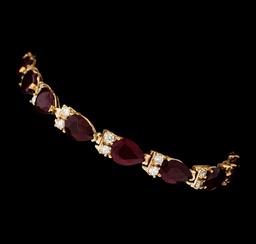 21.64 ctw Ruby and Diamond Bracelet - 14KT Rose Gold