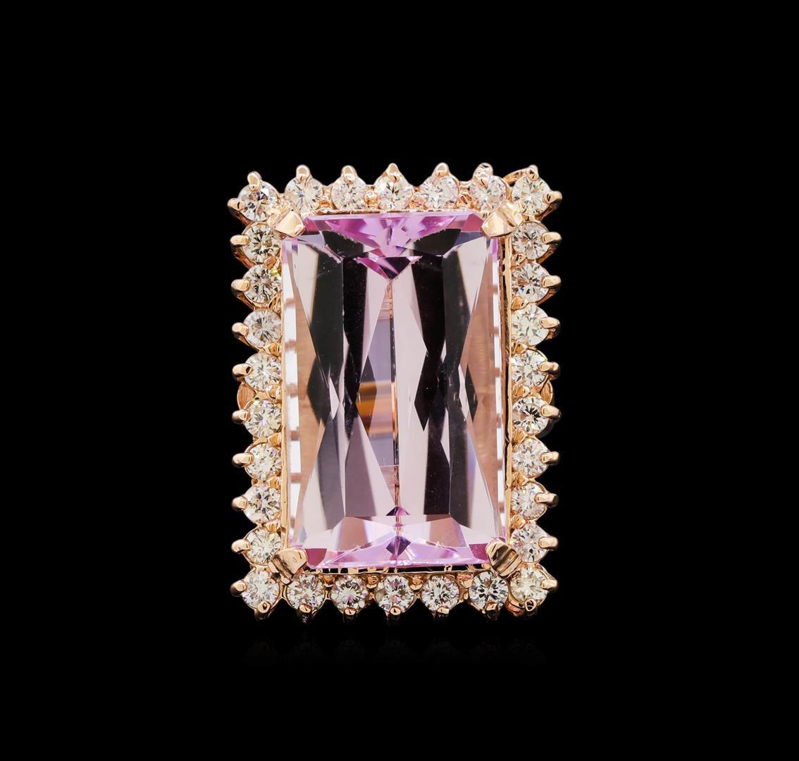 21.94 ctw Kunzite and Diamond Ring - 14KT Rose Gold