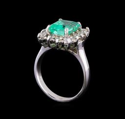 2.90 ctw Emerald and Diamond Ring - 14KT White Gold