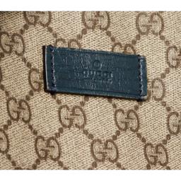 Gucci Beige Coated Canvas Monogram Turquoise Trim Tote Bag