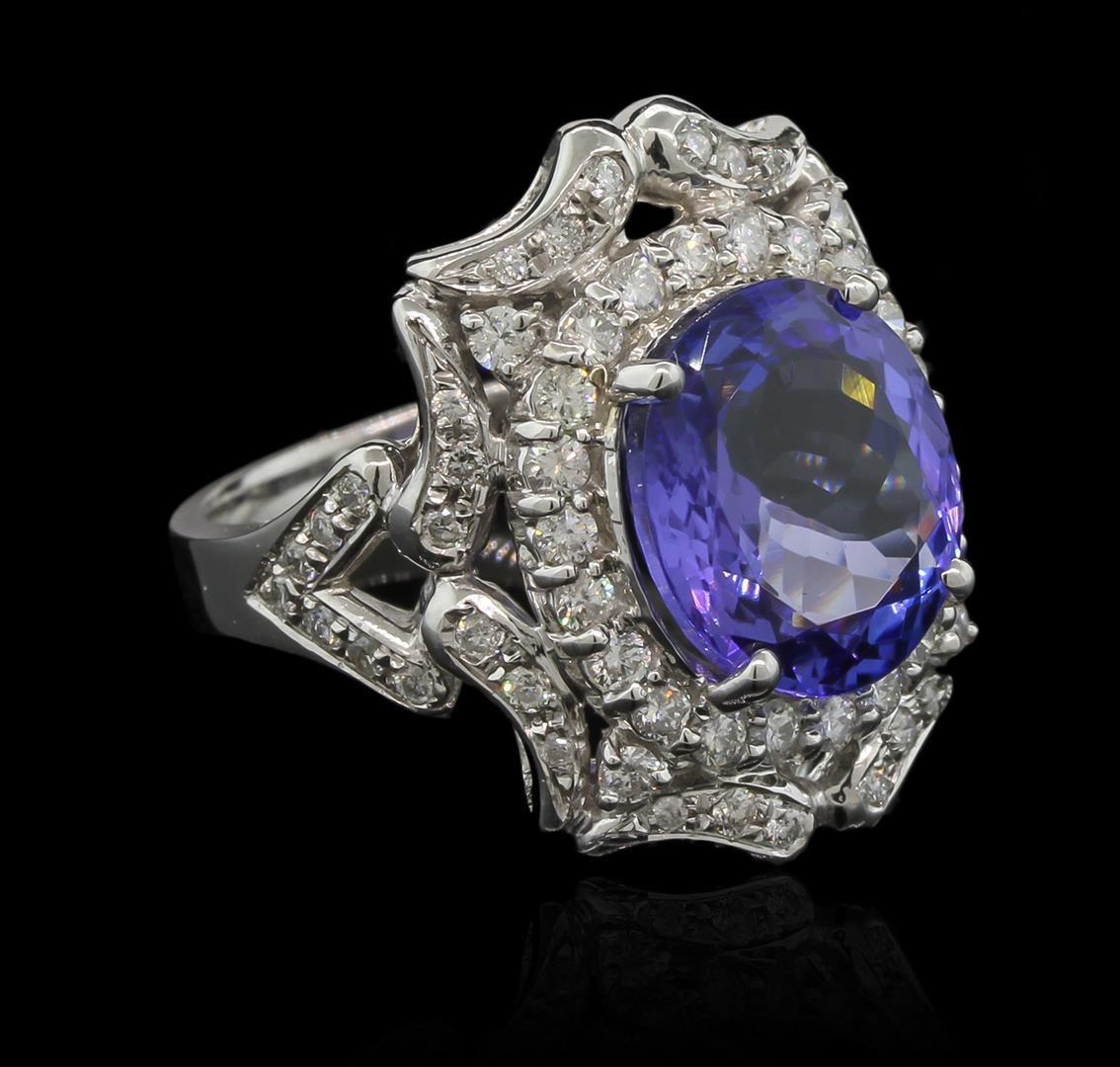 6.02 ctw Tanzanite and Diamond Ring - 14KT White Gold