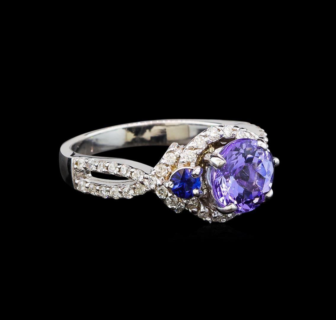 14KT White Gold 1.92 ctw Tanzanite, Sapphire and Diamond Ring