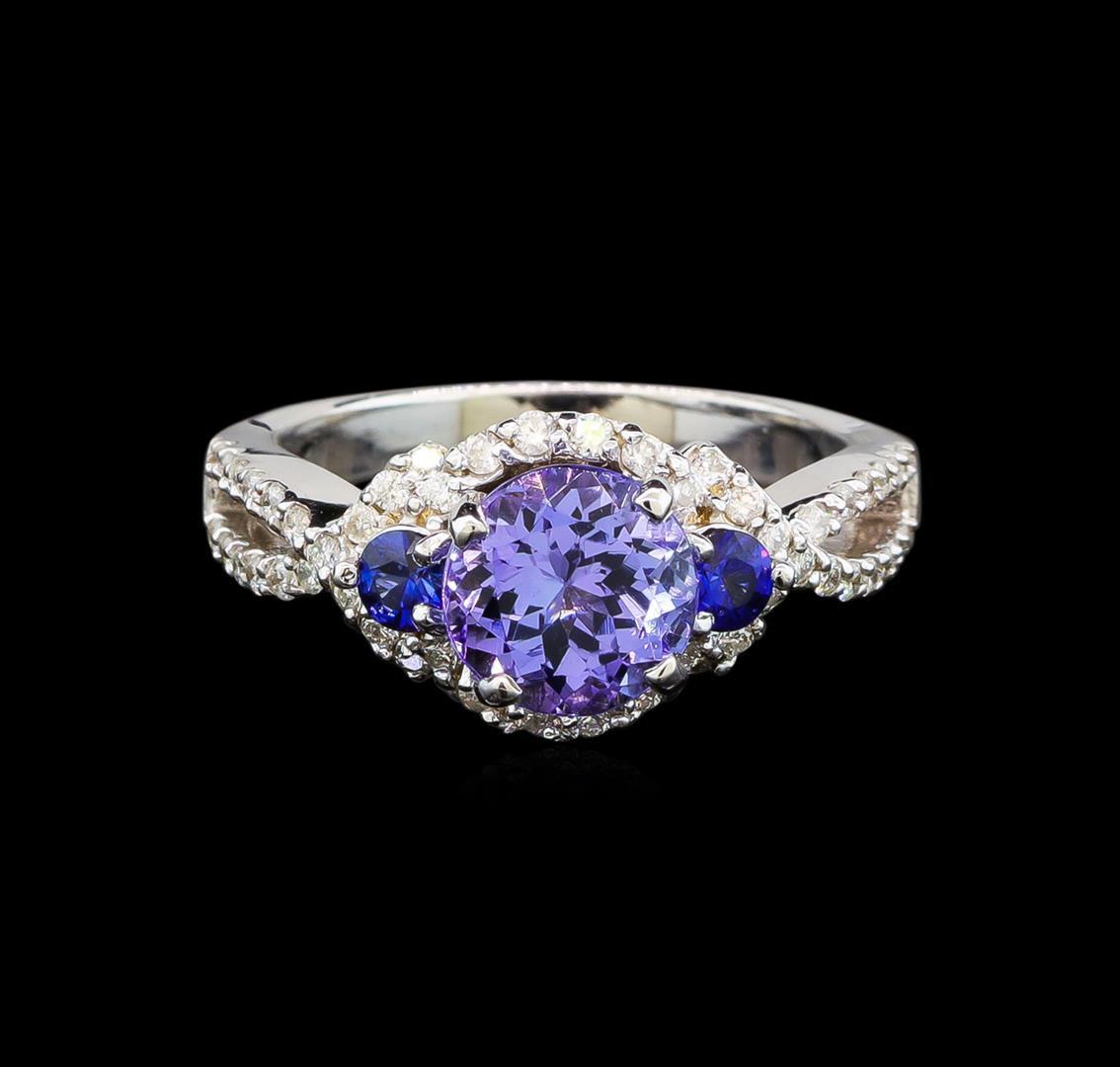 14KT White Gold 1.92 ctw Tanzanite, Sapphire and Diamond Ring