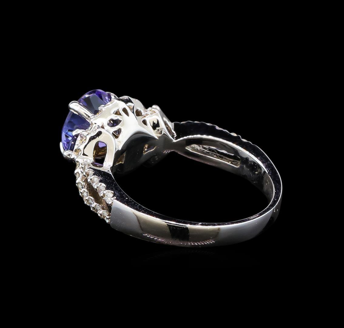 14KT White Gold 1.92 ctw Tanzanite, Sapphire and Diamond Ring