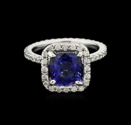 2.80 ctw Blue Sapphire and Diamond Ring - 14KT White Gold