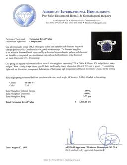 2.80 ctw Blue Sapphire and Diamond Ring - 14KT White Gold