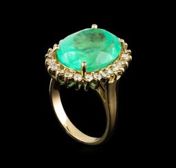 10.45 ctw Emerald and Diamond Ring - 14KT Yellow Gold