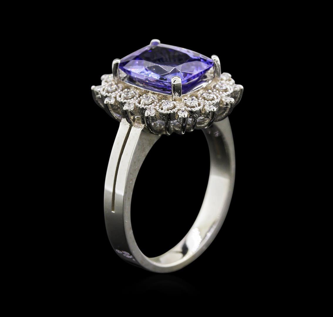 3.25 ctw Tanzanite and Diamond Ring - 14KT White Gold