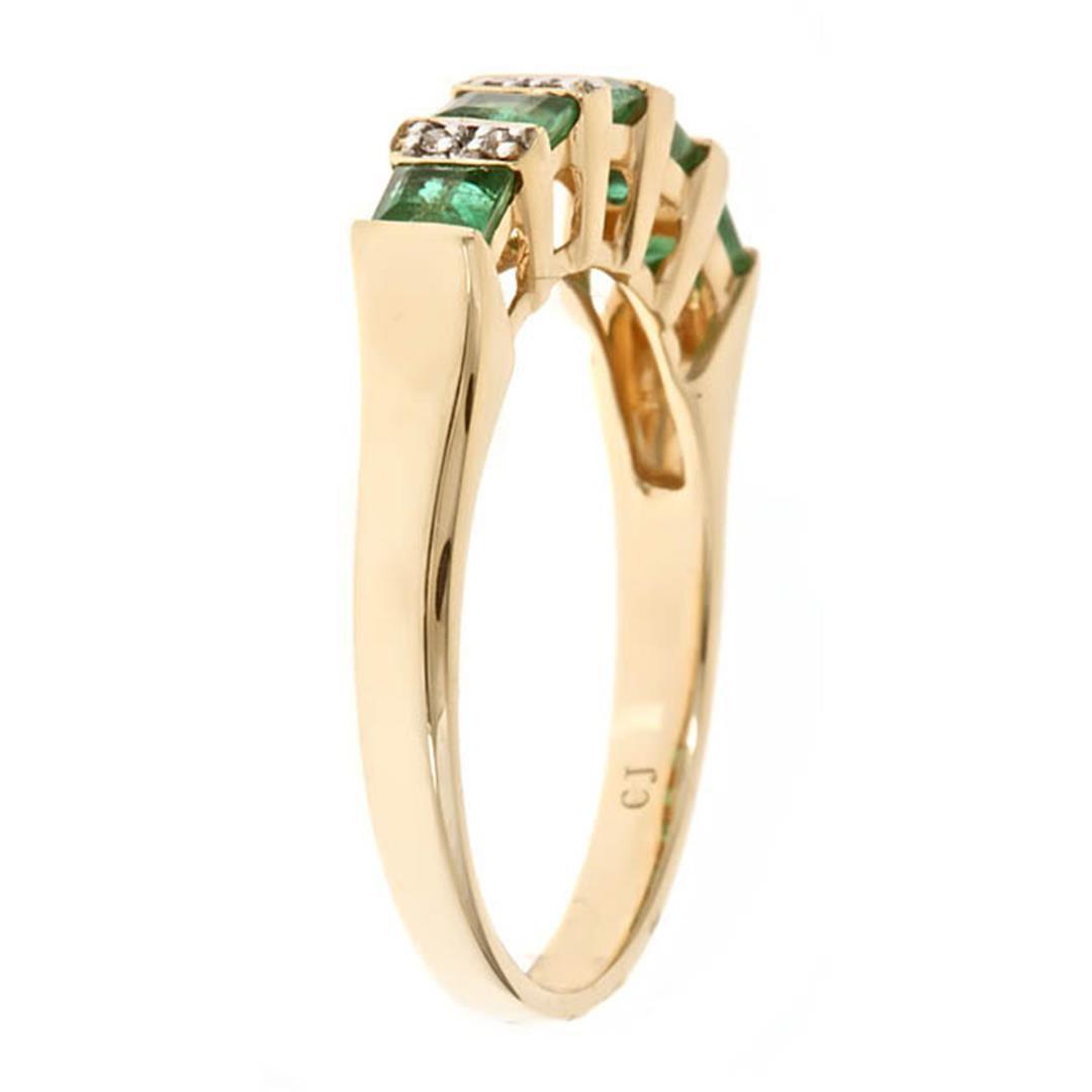 0.72 ctw Emerald and Diamond Ring - 14KT Yellow Gold