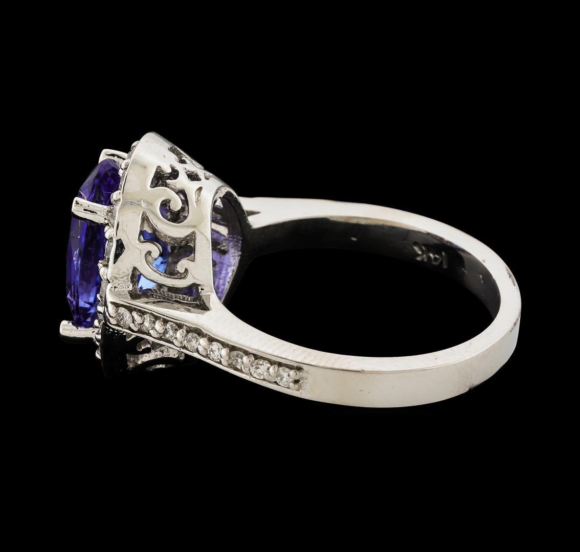 3.35 ctw Tanzanite and Diamond Ring - 14KT White Gold