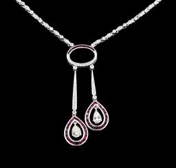 1.20 ctw Ruby and Diamond Necklace - 18KT White Gold