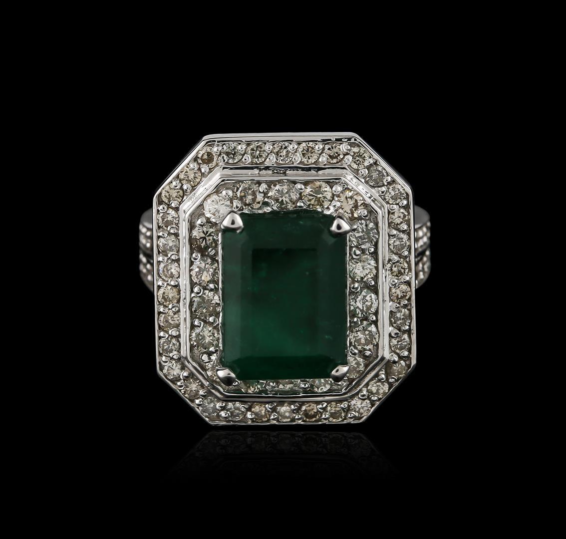14KT White Gold 3.28 ctw Emerald and Diamond Ring