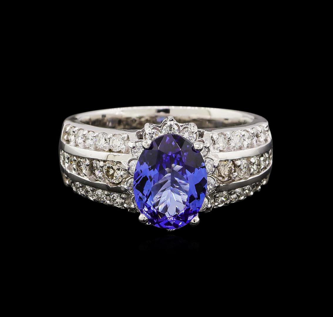 14KT White Gold 2.48 ctw Tanzanite and Diamond Ring