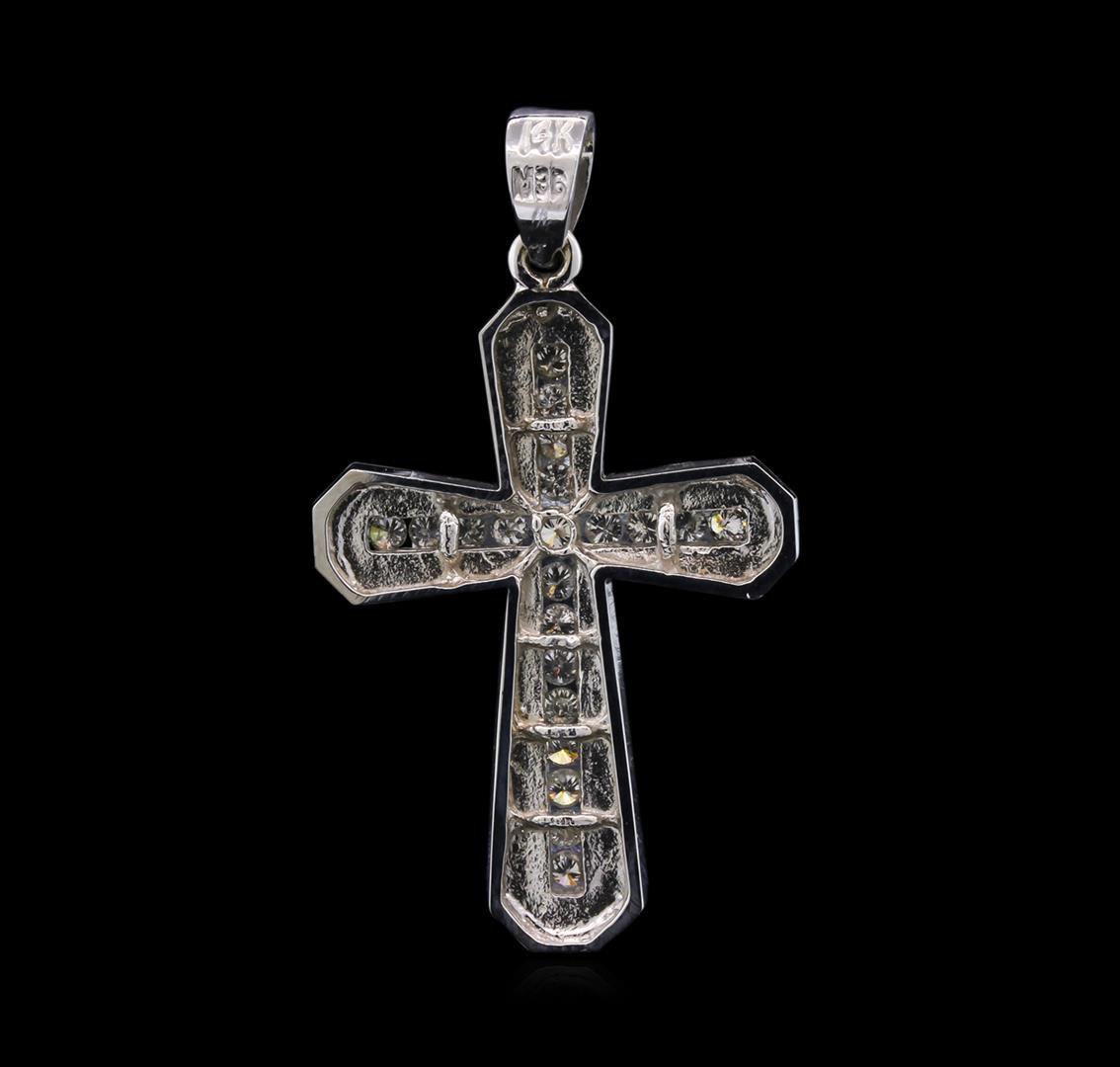 0.50 ctw Diamond Cross Pendant - 14KT White Gold