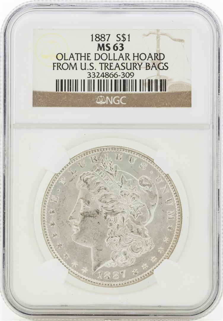 1887 MS63 NGC Morgan Silver Dollar