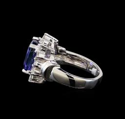 14KT White Gold 3.54 ctw Tanzanite and Diamond Ring