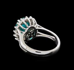 3.48 ctw Apatite and Diamond Ring - 14KT White Gold