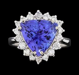 5.16 ctw Tanzanite and Diamond Ring - 14KT White Gold