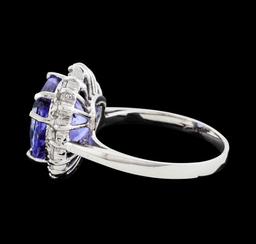 5.16 ctw Tanzanite and Diamond Ring - 14KT White Gold