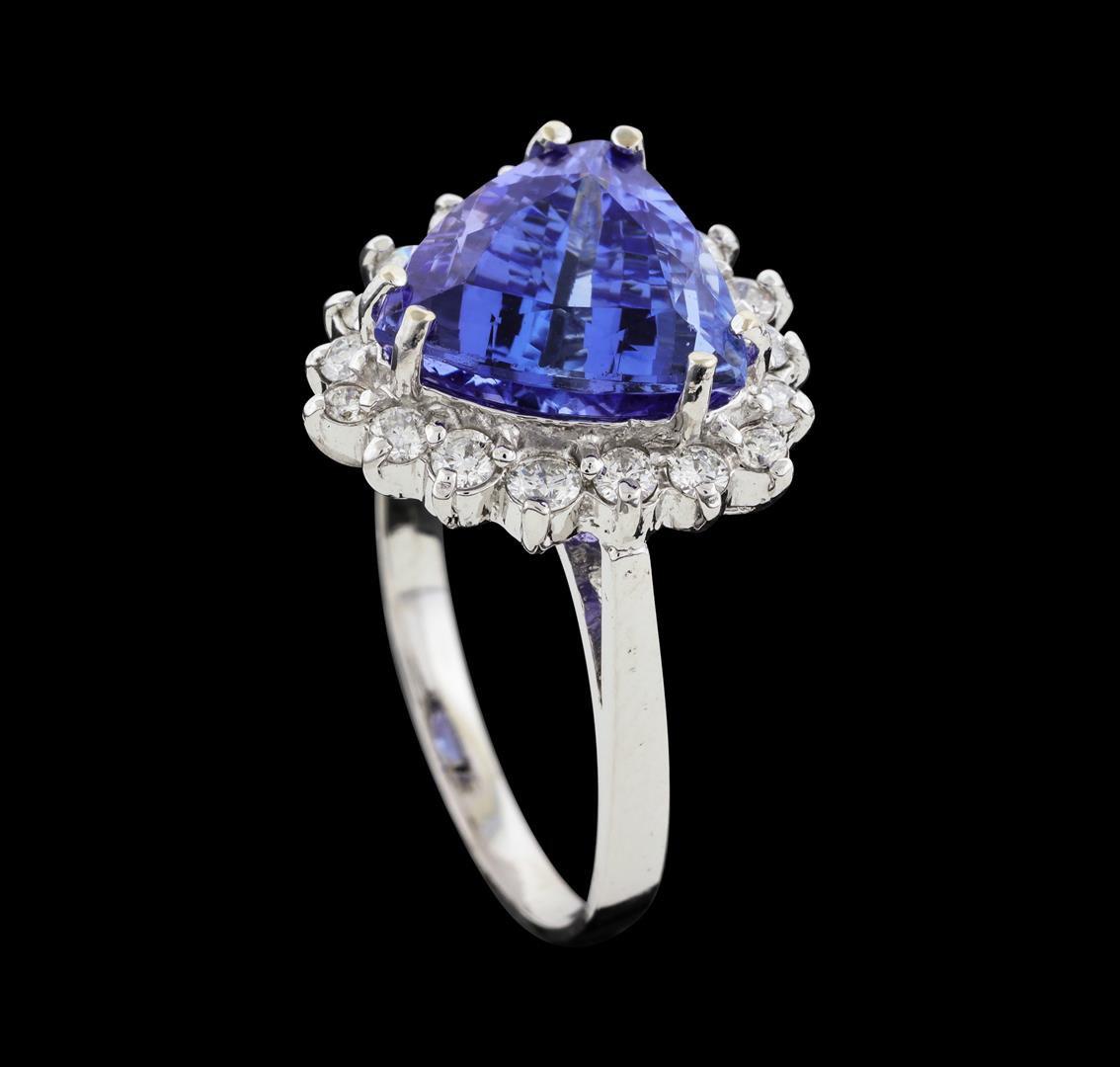 5.16 ctw Tanzanite and Diamond Ring - 14KT White Gold